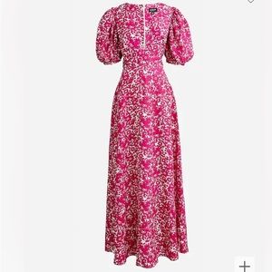 J.Crew Collection puff-sleeve V-neck maxi dress in drapey floral NWT